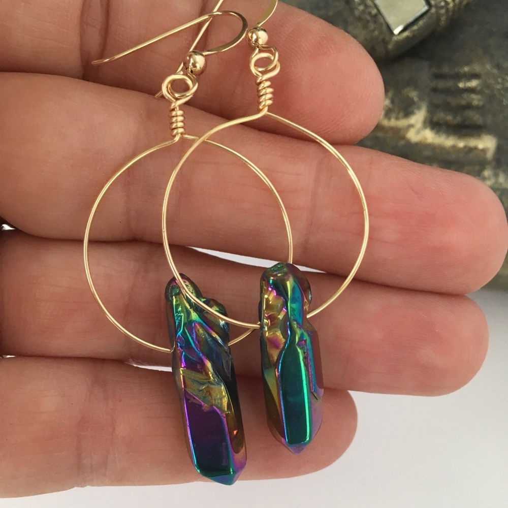 Rainbow Aura Crystal Earrings ✨